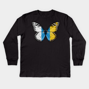 Canary Islander Flag  Butterfly - Gift for Canary Islander From Canary Islands Spain Kids Long Sleeve T-Shirt